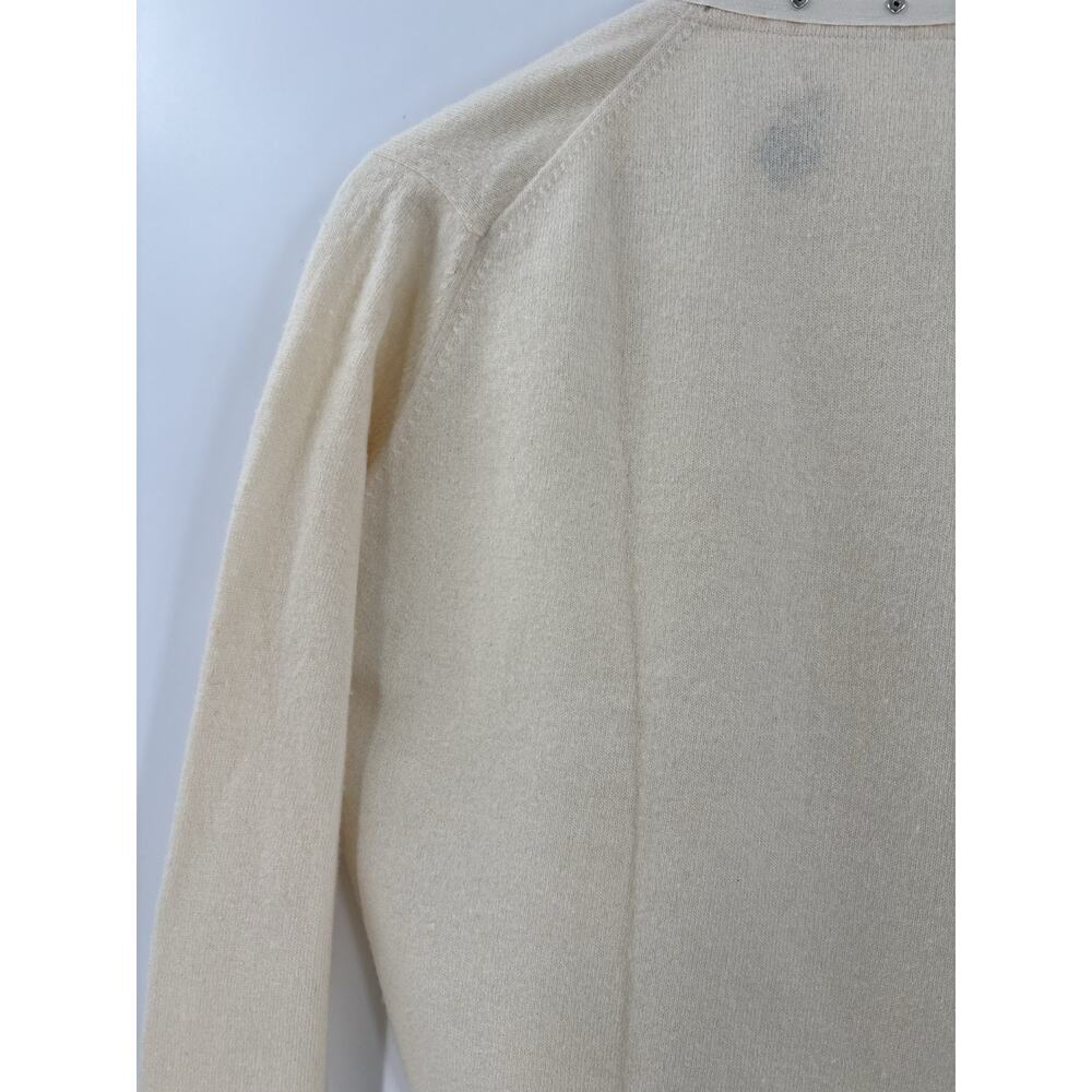 Regalia Furs 50s Vintage Cardigan Sweater Womens Small Ivory Cashmere Lace Knit - Picture 14 of 16